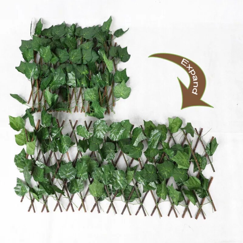 Artificial Leaf Faux Ivy Expandable/Stretchable Privacy Fence Screen for Outdoor Balcony Deck, Decorative Faux Ivy Fence Panel