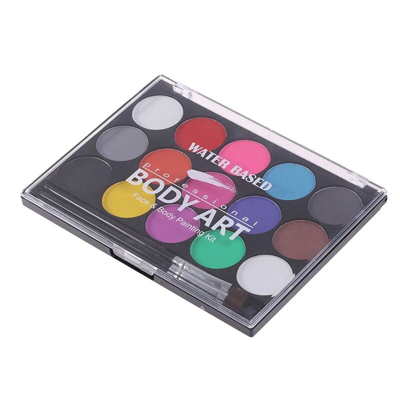 15 Colors Face Painting Body Makeup Non-Toxic Safe Watercolor Oil with Brush Christmas Halloween Party Tools