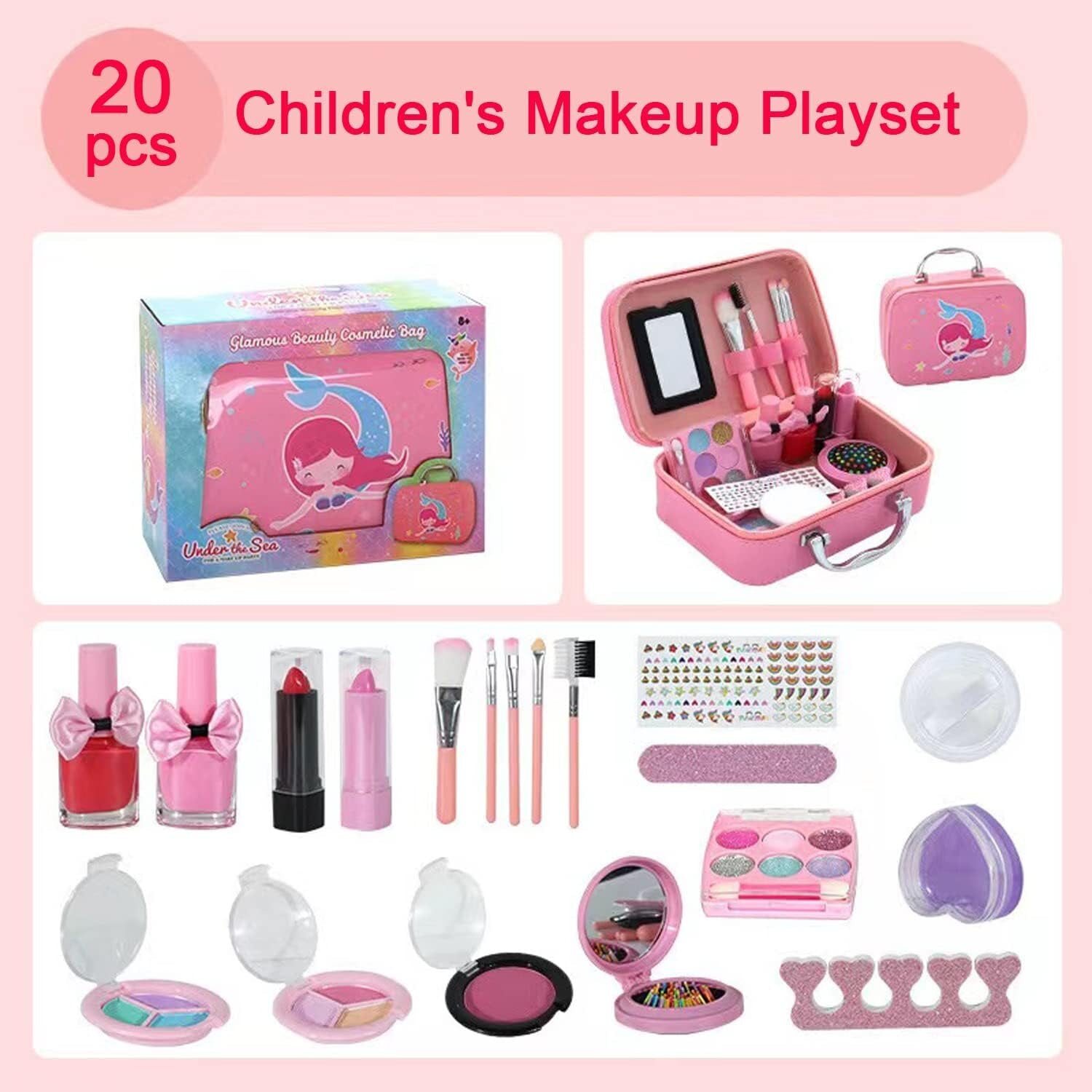 Children Mermaid Cosmetic Toys Makeup Set  20psc