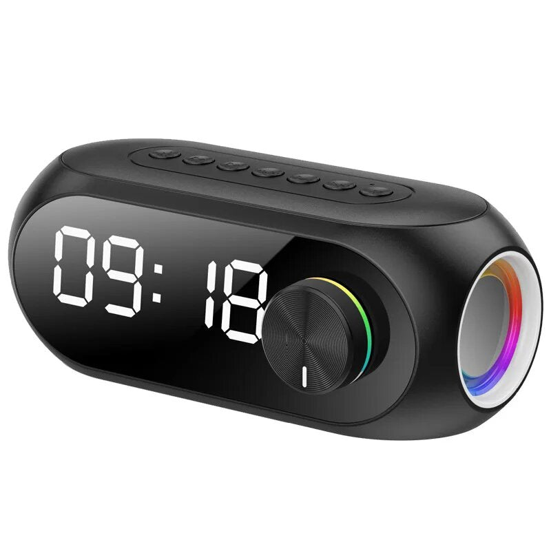 Alarm Clock Wireless Bluetooth Speaker Multifunction LED Display Stereo Subwoofer Home Decoration Support TF Card Aux Music Player