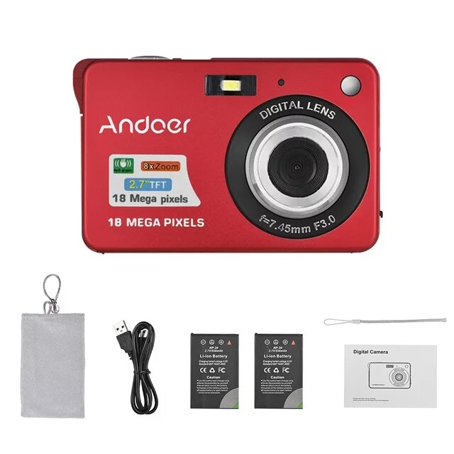 Andoer Digital Camera 18M 720P HD Camera Digital Camcorder 8x Digital Zoom Stabilization 2.7-inch LCD Camera