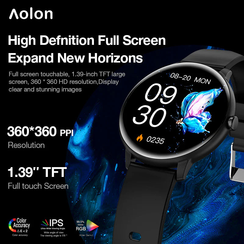 Aolon GTR Smart Watch Bluetooth Talk Heart Rate Blood Pressure DIY Wallpaper Sports Waterproof Smart Watch for Men and Women