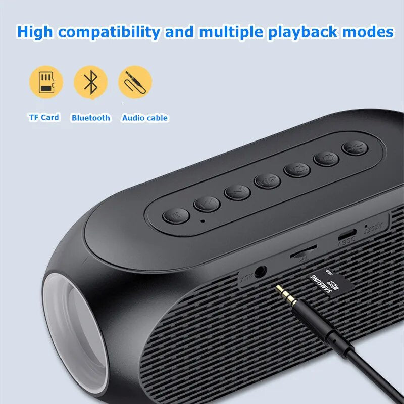 Alarm Clock Wireless Bluetooth Speaker Multifunction LED Display Stereo Subwoofer Home Decoration Support TF Card Aux Music Player