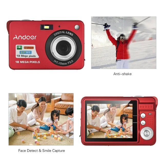 Andoer Digital Camera 18M 720P HD Camera Digital Camcorder 8x Digital Zoom Stabilization 2.7-inch LCD Camera