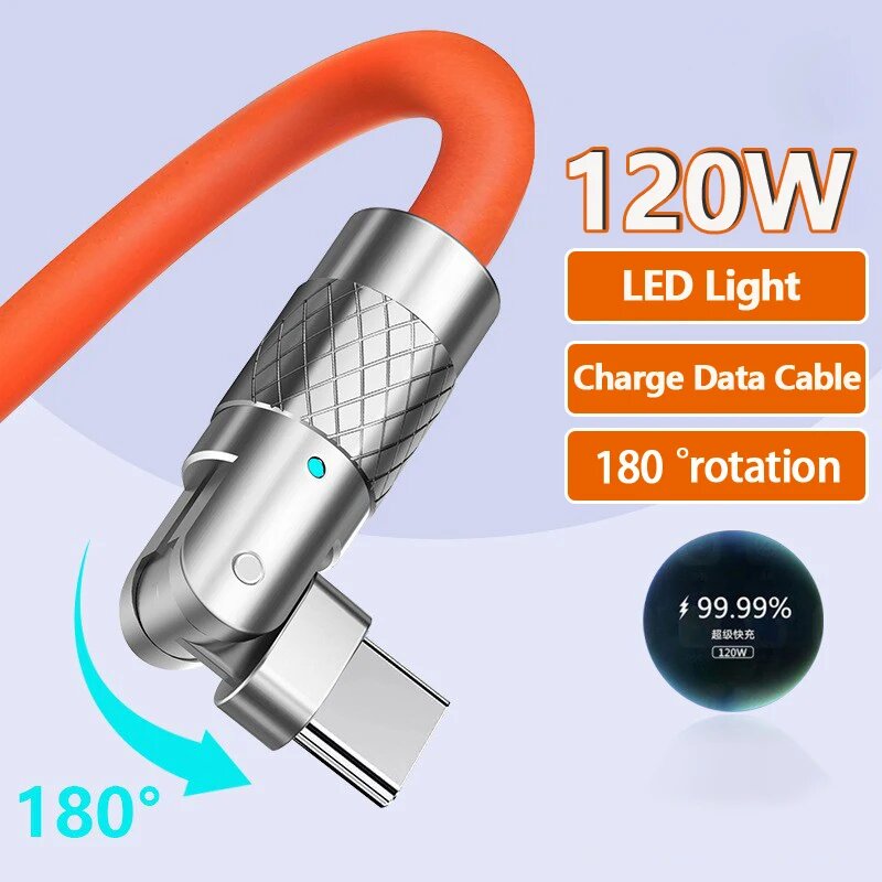 USB Type C Super Fast Charging Cable with Rotatable Plug