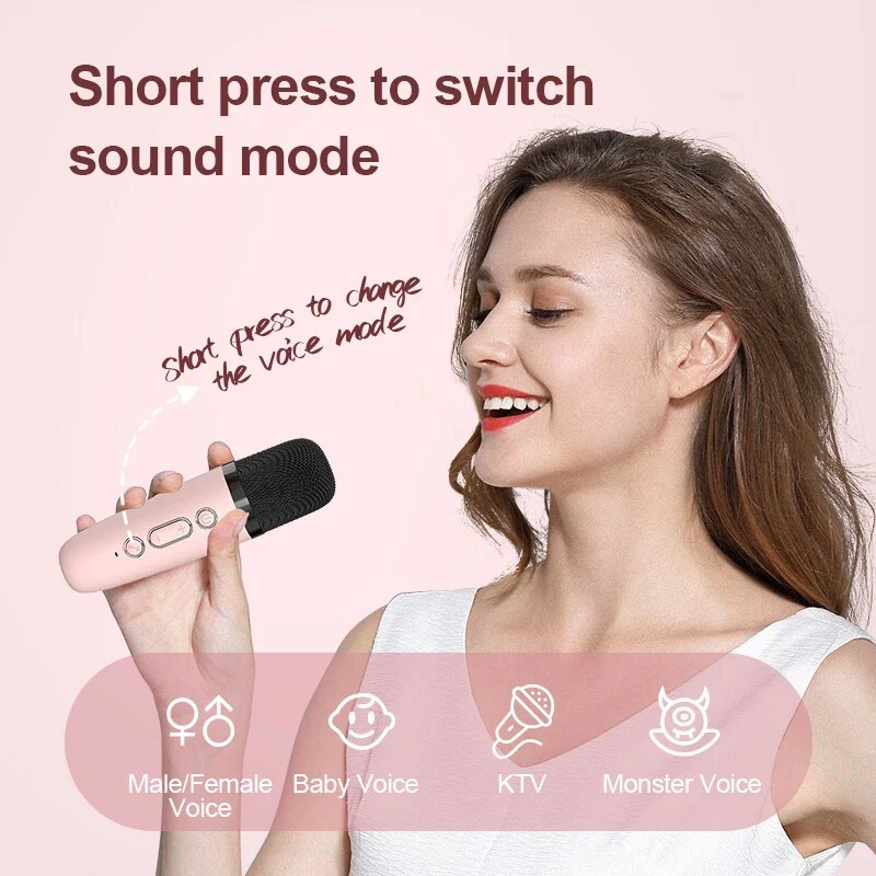 Audio Karaoke Microphone Wireless Bluetooth Portable Karaoke Machine Microphone with Speaker Kids Birthday Gift