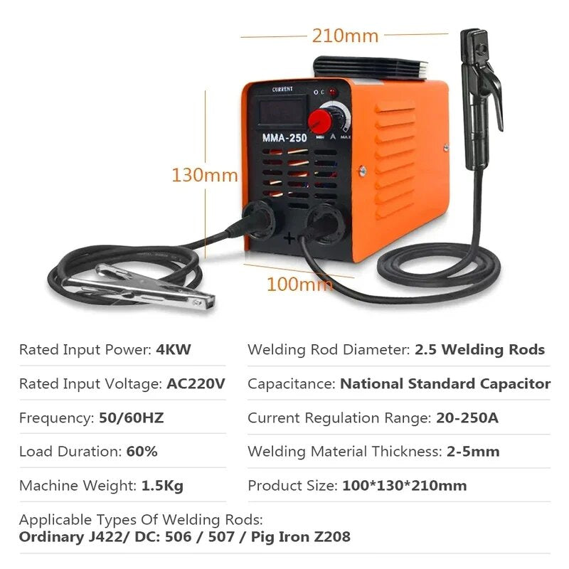 Portable 250A MMA Arc Welder Inverter