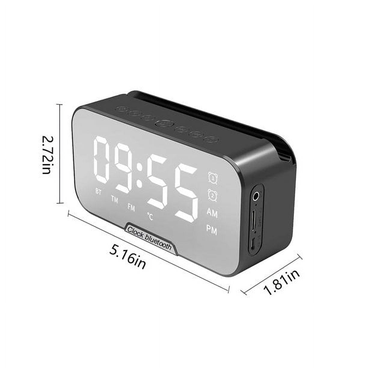 New mirror clock alarm clock Bluetooth small speaker cell phone bracket voice FM desktop alarm clock sound can show temperature