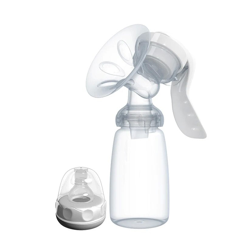 Manual Breast Pump Powerful Baby Nipple Suction 150ml Feeding Bottle