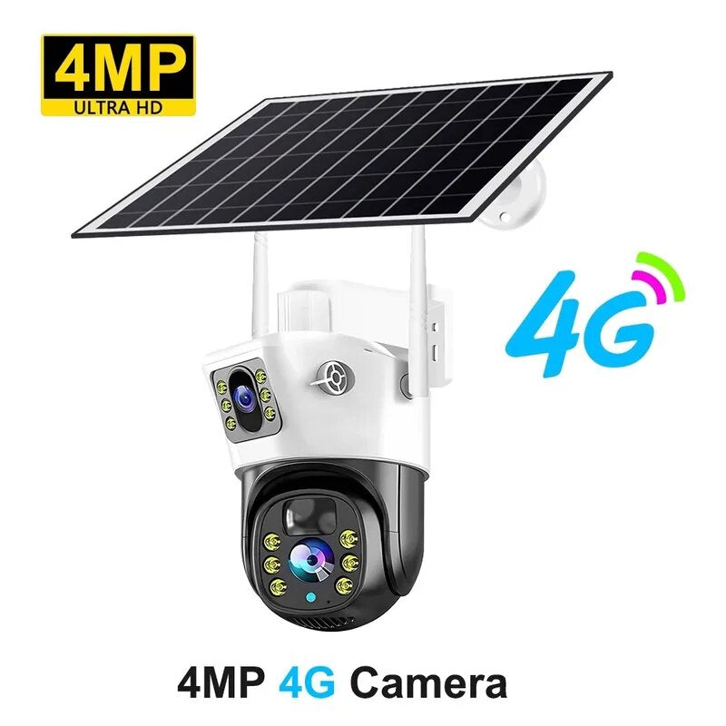 Dual-lens low-power solar camera cell phone remote 360-degree HD night vision dual-screen Machine ball monitoring