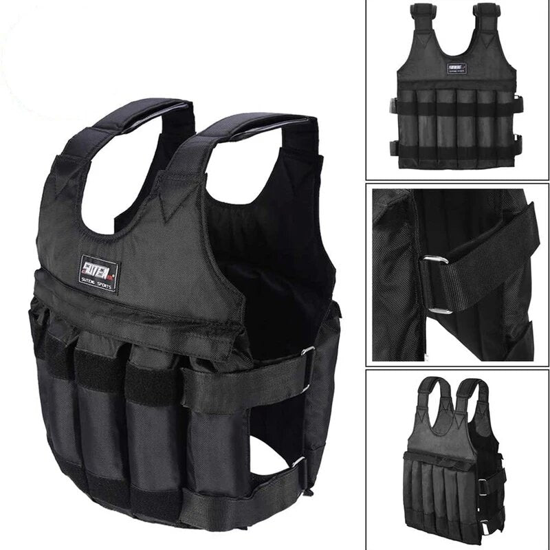 Running 20/50 kg Adjustable Steel Plate Empty Vest Shoulder Padded Shoulder Weighted Sandsuit Fitness Empty Vest