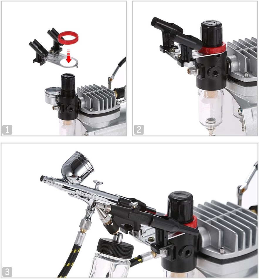 Airbrush Compressor Kit - Dual Action, Precision Hobby Airbrush Machine Set