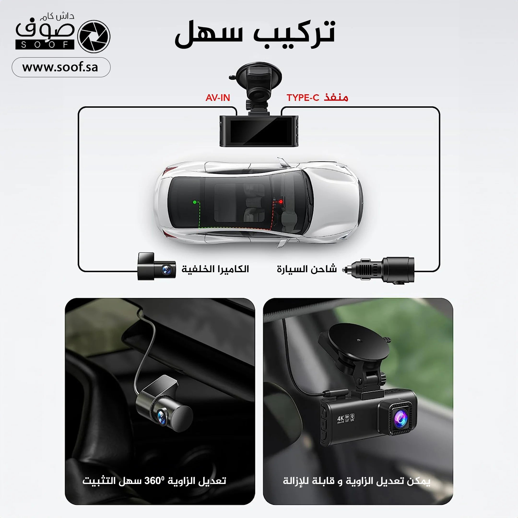 (REDTIGER) 4K Car Driving Recorder 2160P Car Driving Recorder for Wi-Fi GPS Night Vision