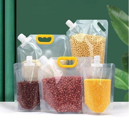 5PC Transparent Rice Storage Bags Kitchen Food Sealable Bags