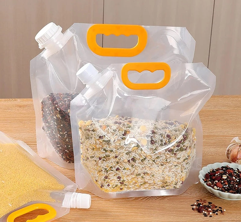 5PC Transparent Rice Storage Bags Kitchen Food Sealable Bags