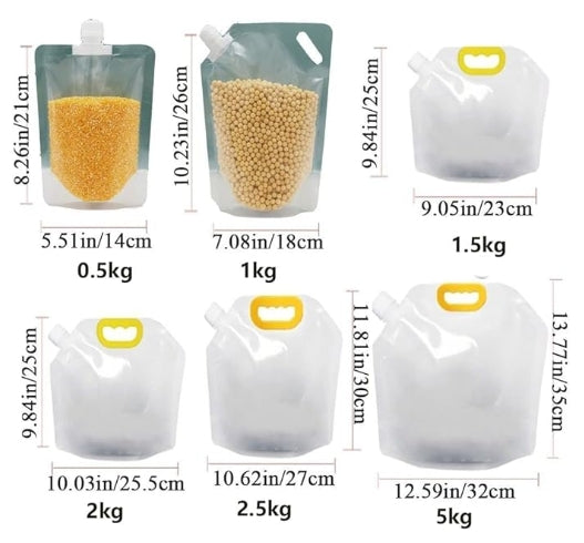 5PC Transparent Rice Storage Bags Kitchen Food Sealable Bags