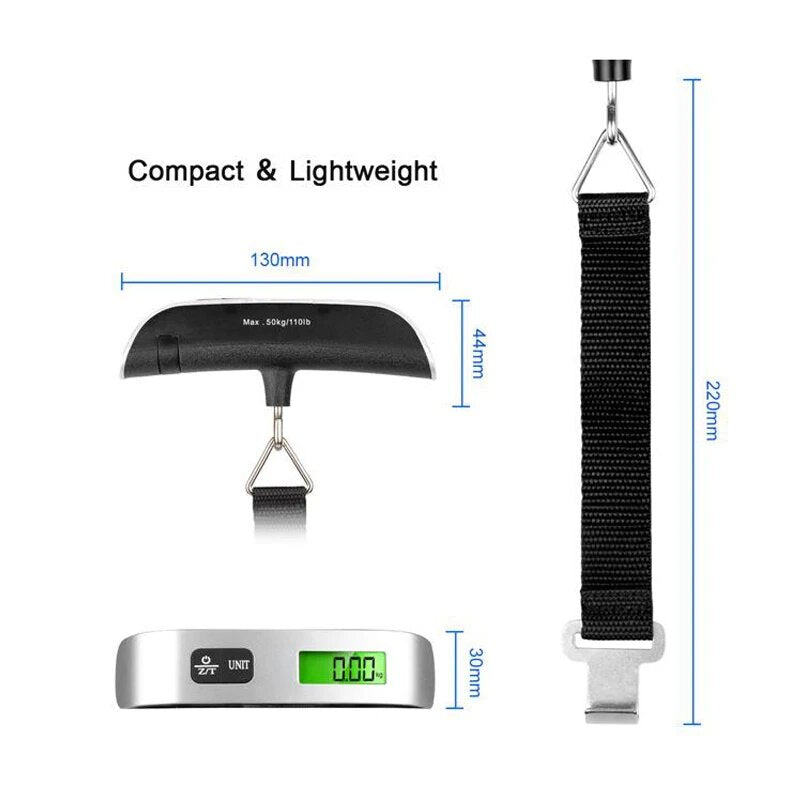 Green Backlit Digital Electronic Scale Temperature Function Electronic Travel Luggage Scale