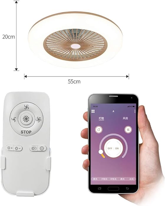 Ceiling Fan with Lighting LED Lights Adjustable Wind Speed Dimming with Remote Control for Bedroom Living Room Dining Room