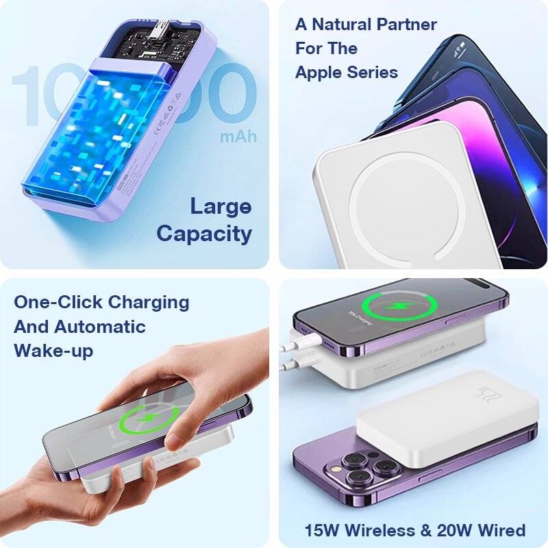 Aolon JS36 10000mAh Magnetic Wireless Charging Power Bank  uese

