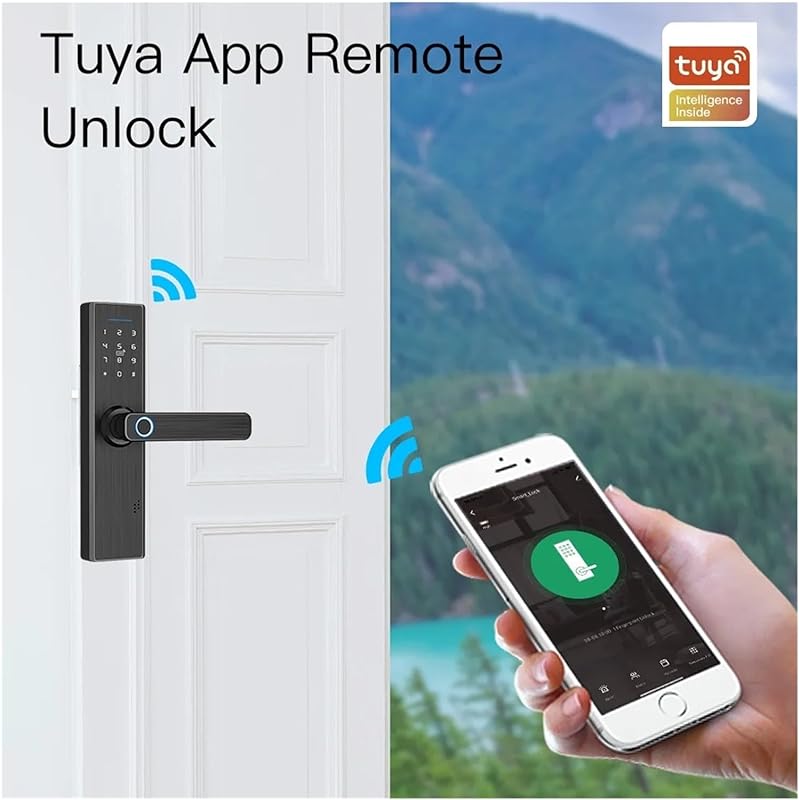 Graffiti intelligent fingerprint electronic locks support password card emergency key to open the door for wooden door room office