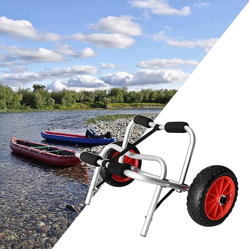 Kayak Trailer Aluminum Alloy Folding Hard Plastic Paddleboard Hand Pull Trolley Strap-on Adjustable Fiberglass