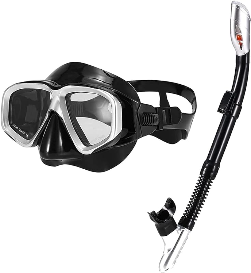 Adult Freediving Mask Snorkel Set Anti-fog Diving Snorkeling Goggle Set