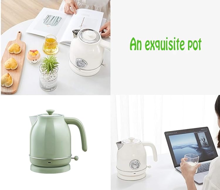 Stainless steel electric kettle, 1.7L cordless electric kettle 304 inner cover double wall insulation 1800W automatic power-off electric kettle anti-dry boil