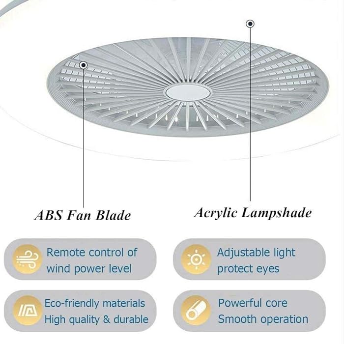 Ceiling Fan with Lighting LED Lights Adjustable Wind Speed Dimming with Remote Control for Bedroom Living Room Dining Room