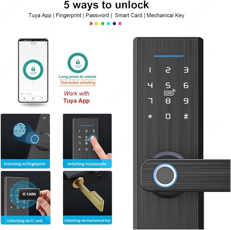 Graffiti intelligent fingerprint electronic locks support password card emergency key to open the door for wooden door room office