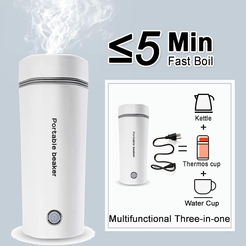 Portable electric kettle 304 stainless steel liner small travel kettle 450ml mini electric water bottle