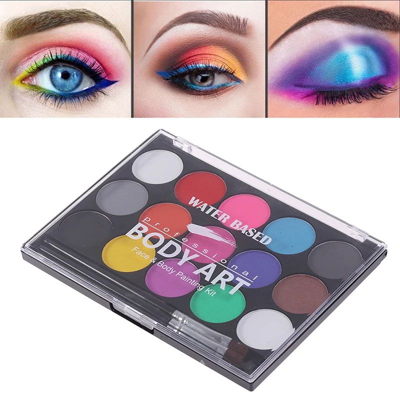 15 Colors Face Painting Body Makeup Non-Toxic Safe Watercolor Oil with Brush Christmas Halloween Party Tools