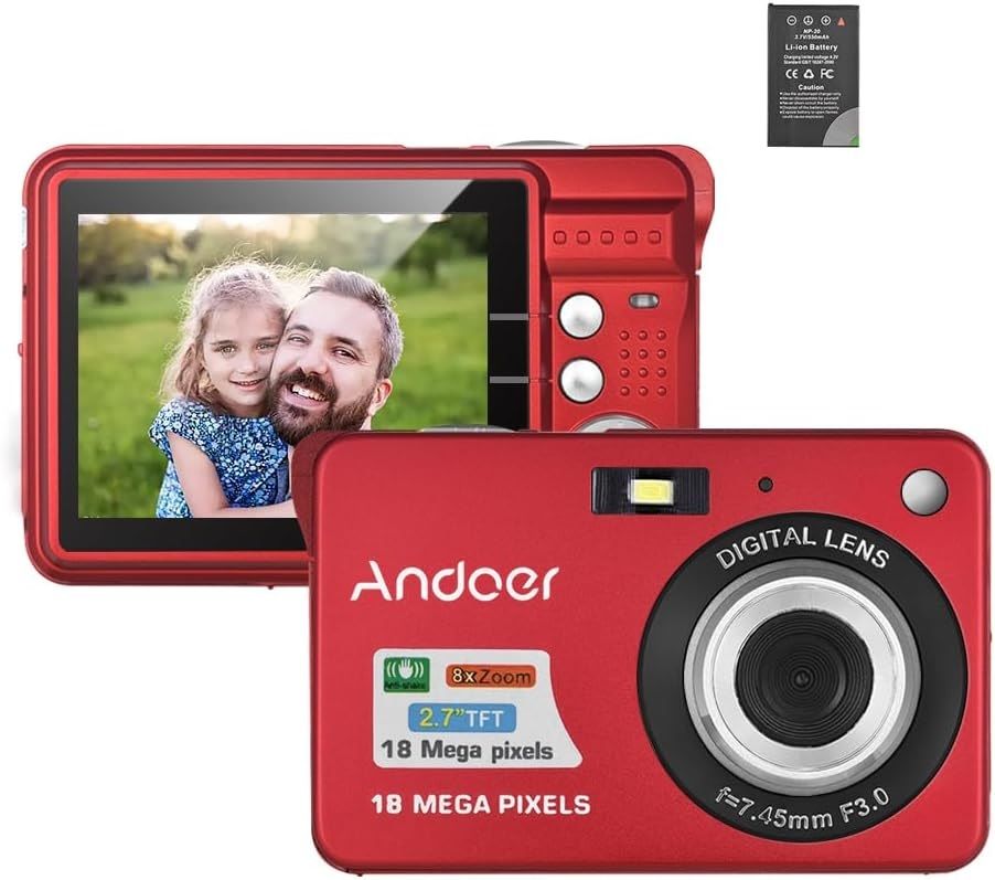 Andoer Digital Camera 18M 720P HD Camera Digital Camcorder 8x Digital Zoom Stabilization 2.7-inch LCD Camera