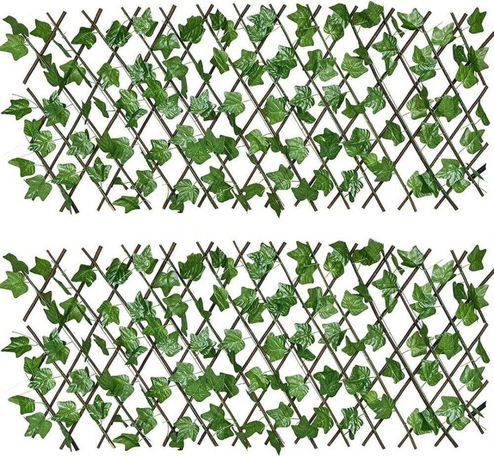 Artificial Leaf Faux Ivy Expandable/Stretchable Privacy Fence Screen for Outdoor Balcony Deck, Decorative Faux Ivy Fence Panel