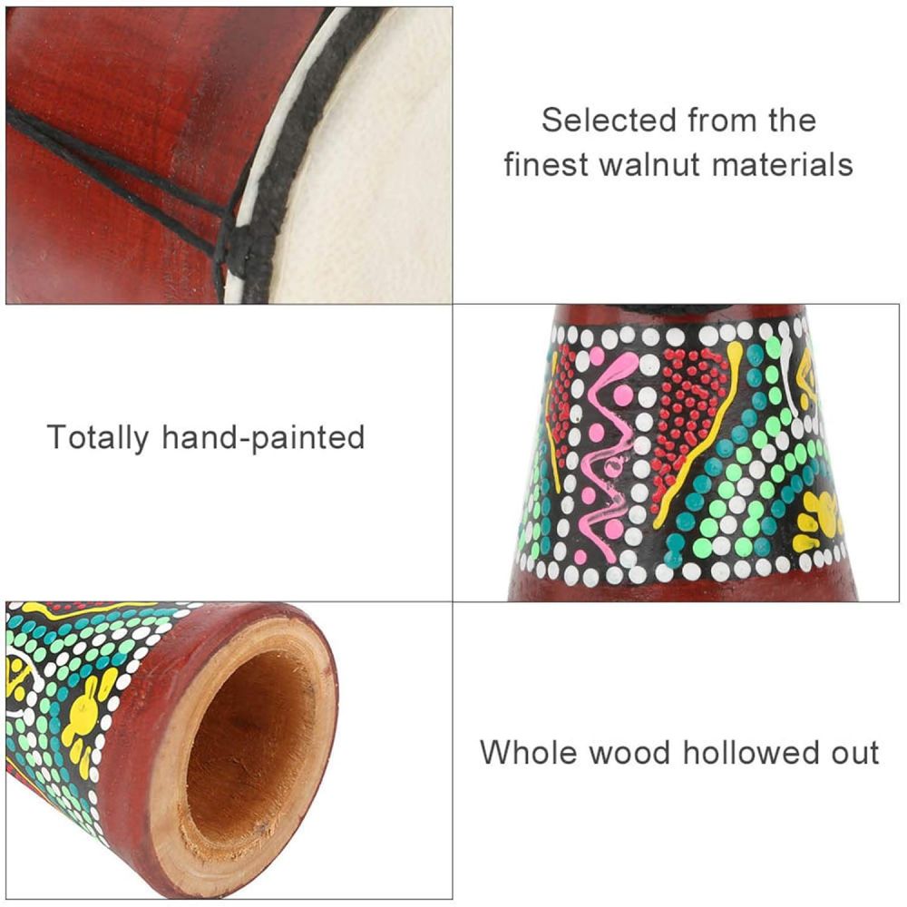 Kids African Drums Goatskin Whole Hollowed Mahogany DIY Beginner Tambourine