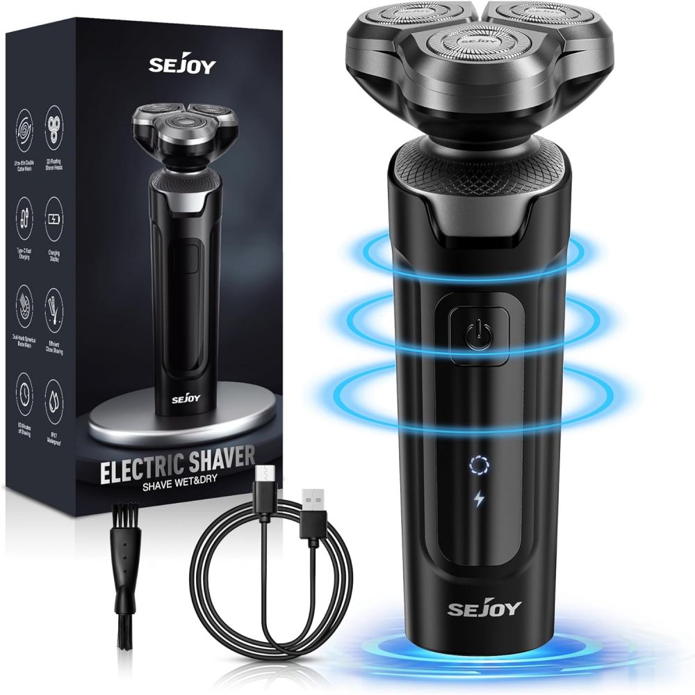 SEJOY 3D men's electric shaver wet and dry shaving rotary shaver cordless hair trimmer