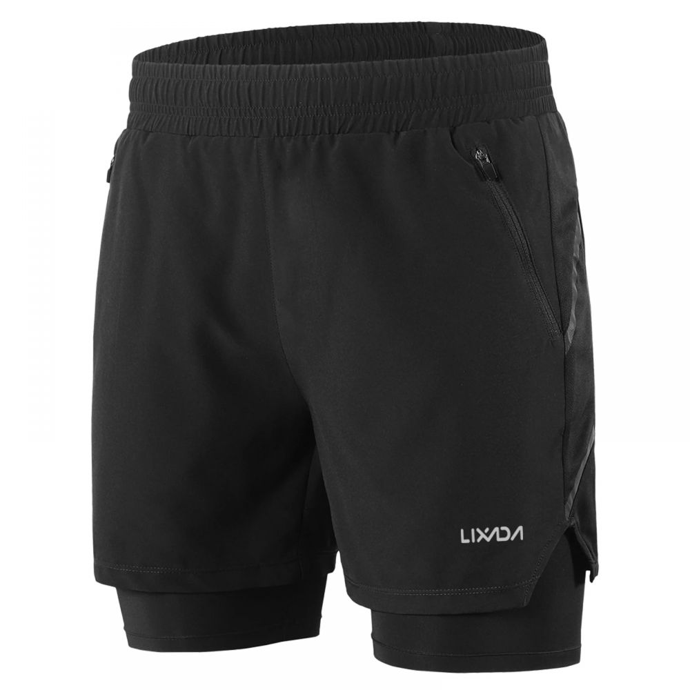 Lixada Mens 2 in 1 Running Cycling Shorts Quick Dry Summer Jogging Breathable Training Sports Running Marathon