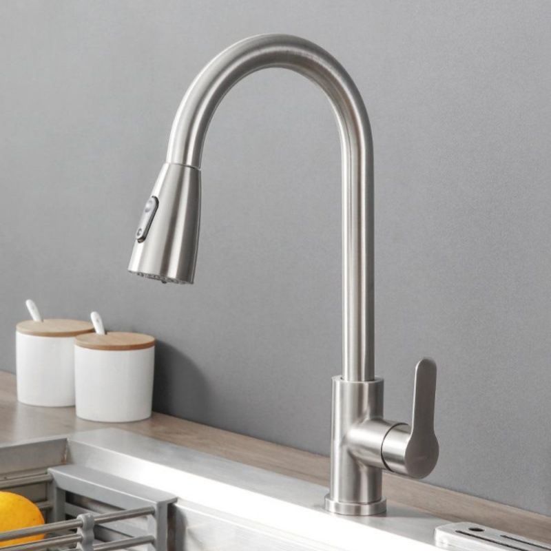 304 stainless steel pull-out washbasin faucet sink household kitchen telescopic sink hot and cold anti-splash water