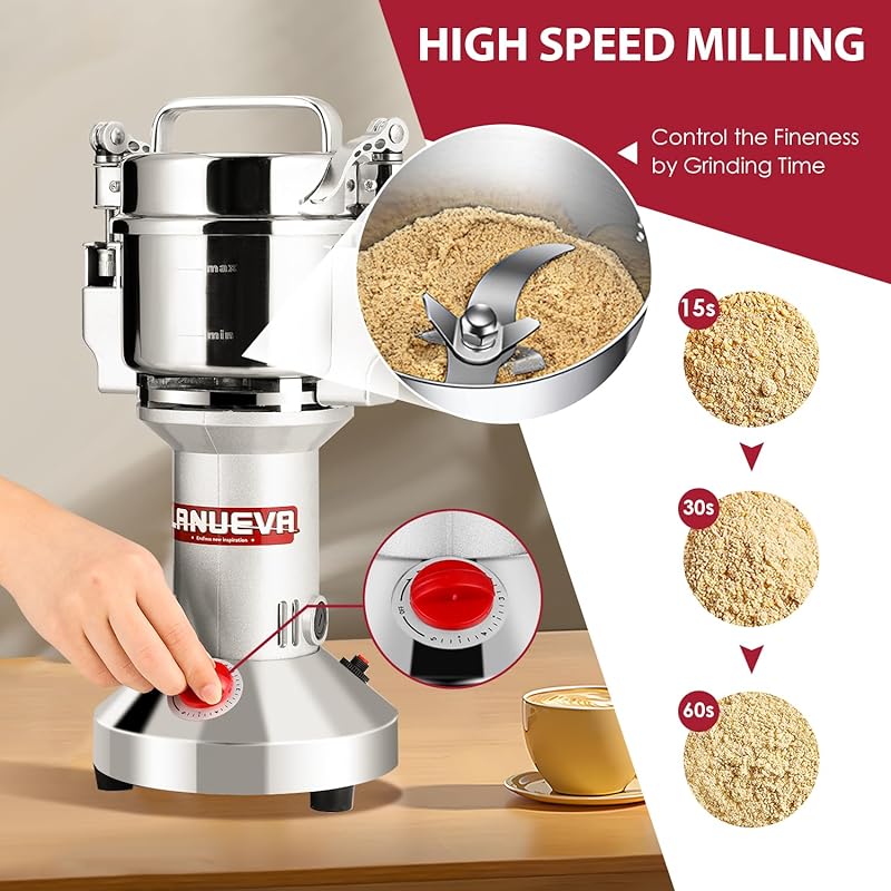 Electric Grain Mill for Dry Corn Rice Pepper Coffee Beans Vanilla