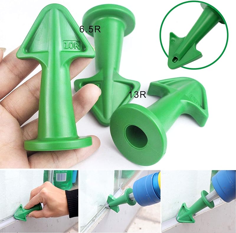 Silicone Nozzle Applicator 3-in-1 Metal Squeegee Scraper Sealer Caulking Window Tile Kitchen Bathroom