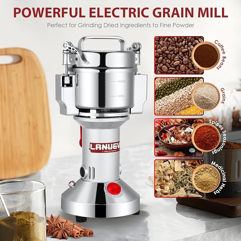 Electric Grain Mill for Dry Corn Rice Pepper Coffee Beans Vanilla