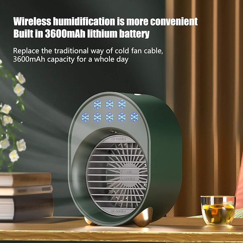 Portable desktop humidification spray cooling small air conditioner USB rechargeable fan chiller