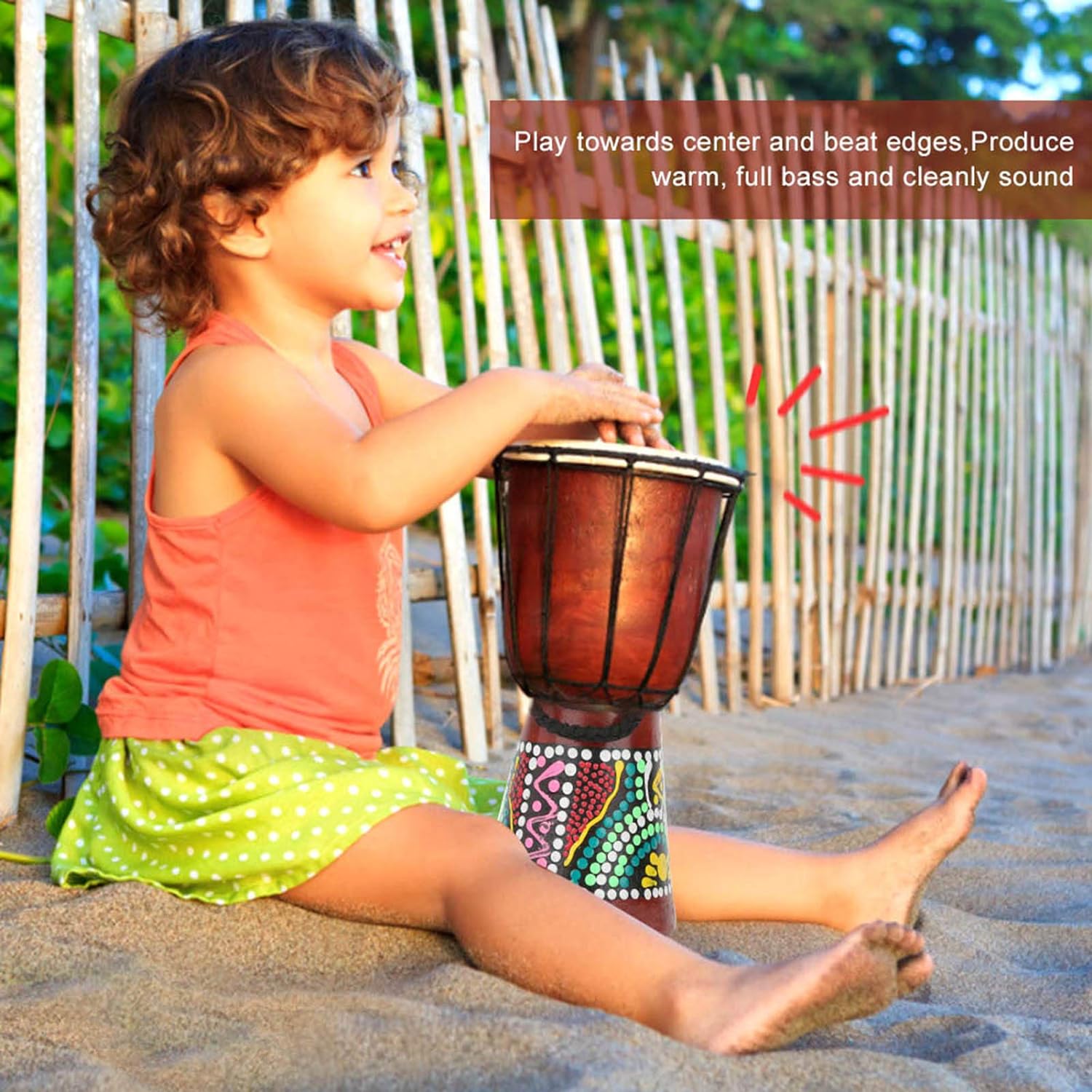 Kids African Drums Goatskin Whole Hollowed Mahogany DIY Beginner Tambourine