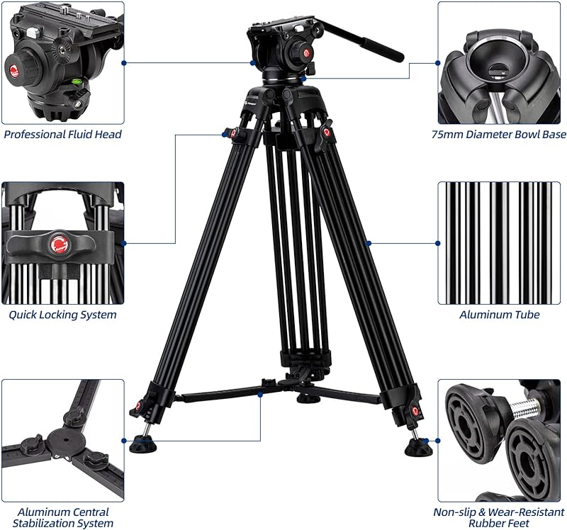 Professional Photography Camera Tripod Aluminum 1m 8 Photography Video Stand Hydraulic Head Heavy Duty Tripod Kit