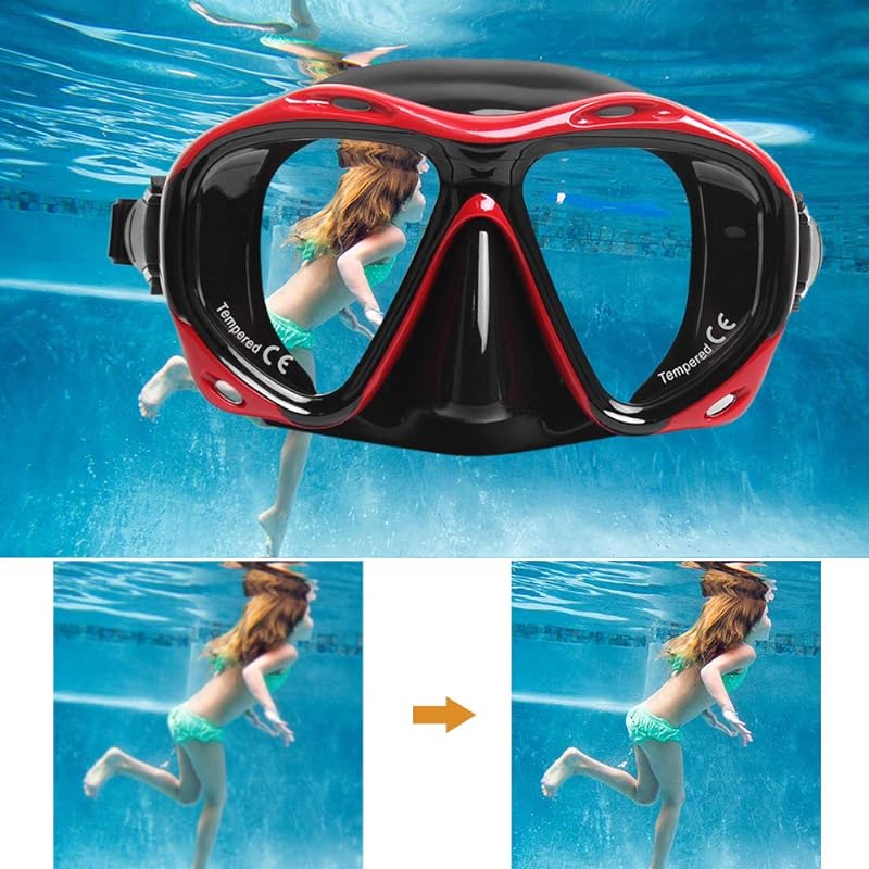 Mens Womens Anti-fog Diving Snorkel Goggles Two Window Diving Swimming Swimming Goggles Adult Tempered Glass Goggles