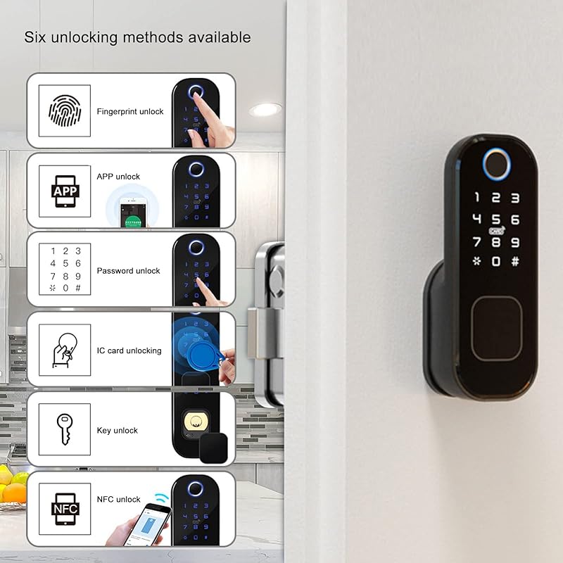 Smart Door Lock Wifi Electronic Digital Remote Control Fingerprint Card Code Home Security USB Emergency Power Supply