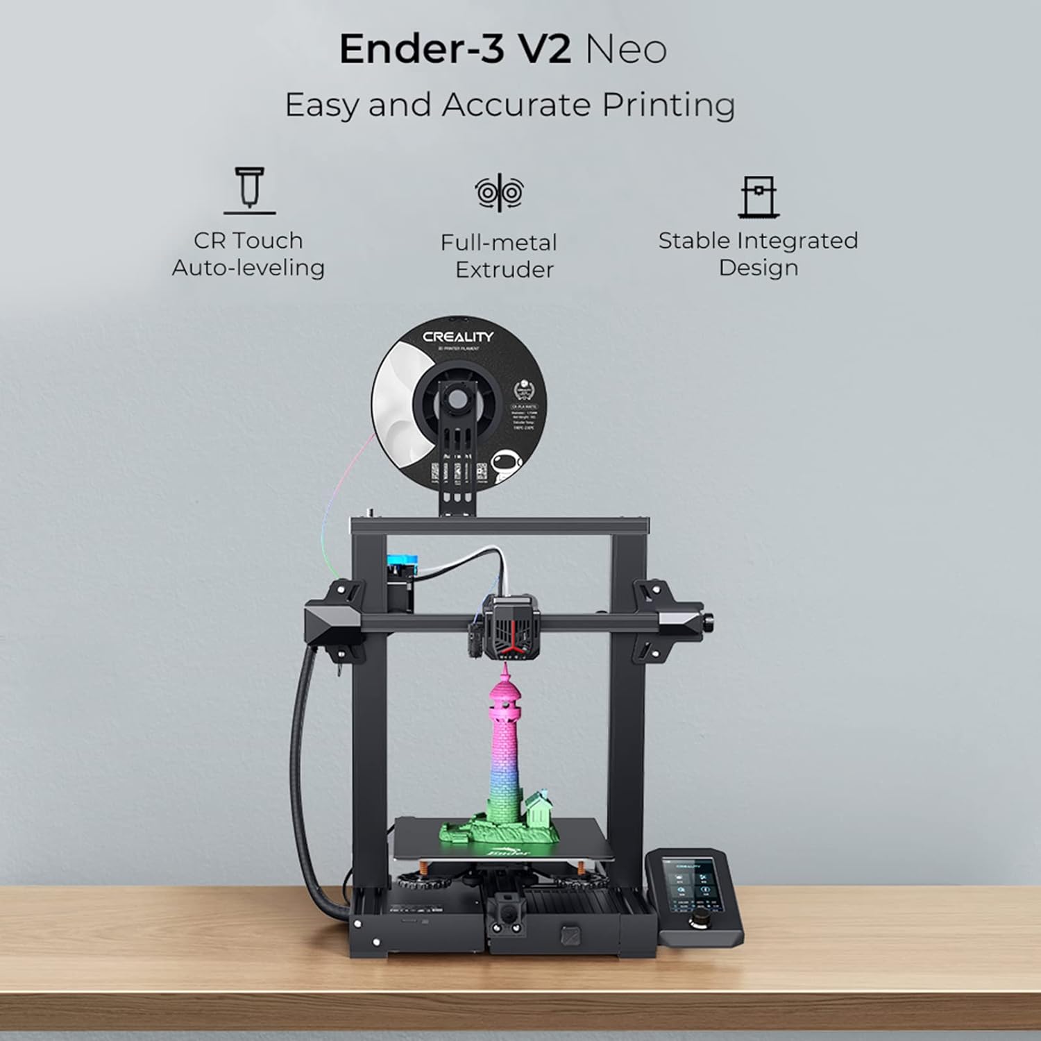 CRIALITY Ender-3 V2 NEO 3D Printer with CR-Touch Self-Leveling 32-bit Silent PC Motherboard Spring Steel Magnetic Build Plate