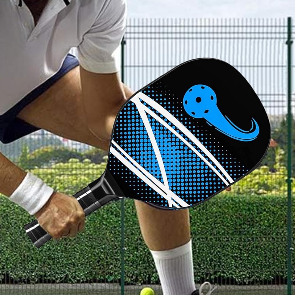 Non-Slip Pickleball Paddles wood pique racket outdoor sports 4 Paddles + 4 Balls