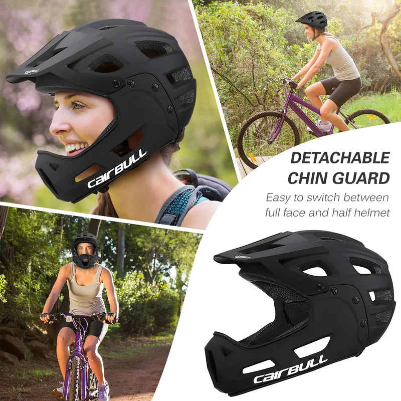 Adult Cycling Helmet - Full Face with Removable Chin Shield & Visor