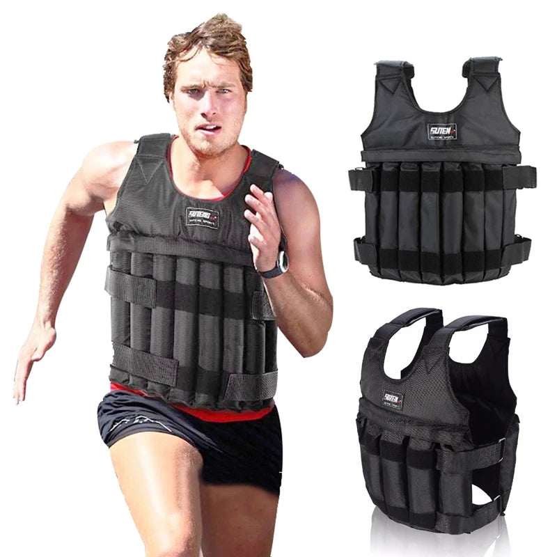 Running 20/50 kg Adjustable Steel Plate Empty Vest Shoulder Padded Shoulder Weighted Sandsuit Fitness Empty Vest