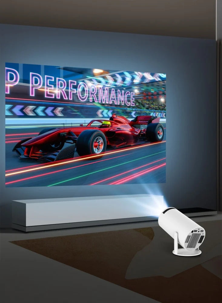 Projector with 4K resolution, high quality, easy to carry and move around in and out of the home, Android 11 Wi-Fi system, compatible with all TV devices, offers HDMI input and USB port for PlayStation, Apple and Android devices